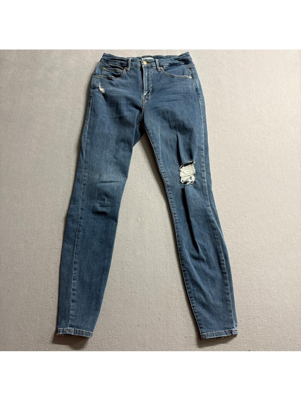 Good American Good Legs Distressed Skinny Jeans Womens Size 4/27 Blue Stretch